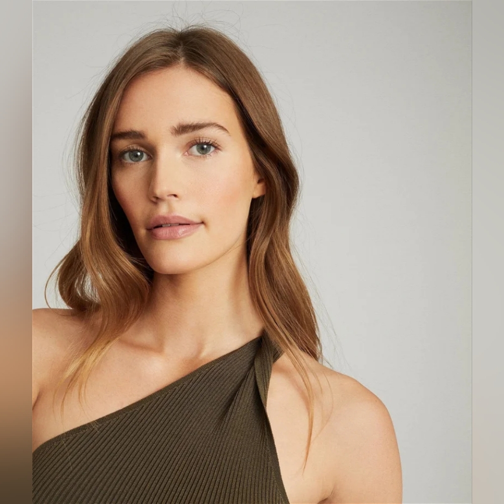 Reiss Olive One-Shoulder Ribbed Tank Top - Picture 7 of 9